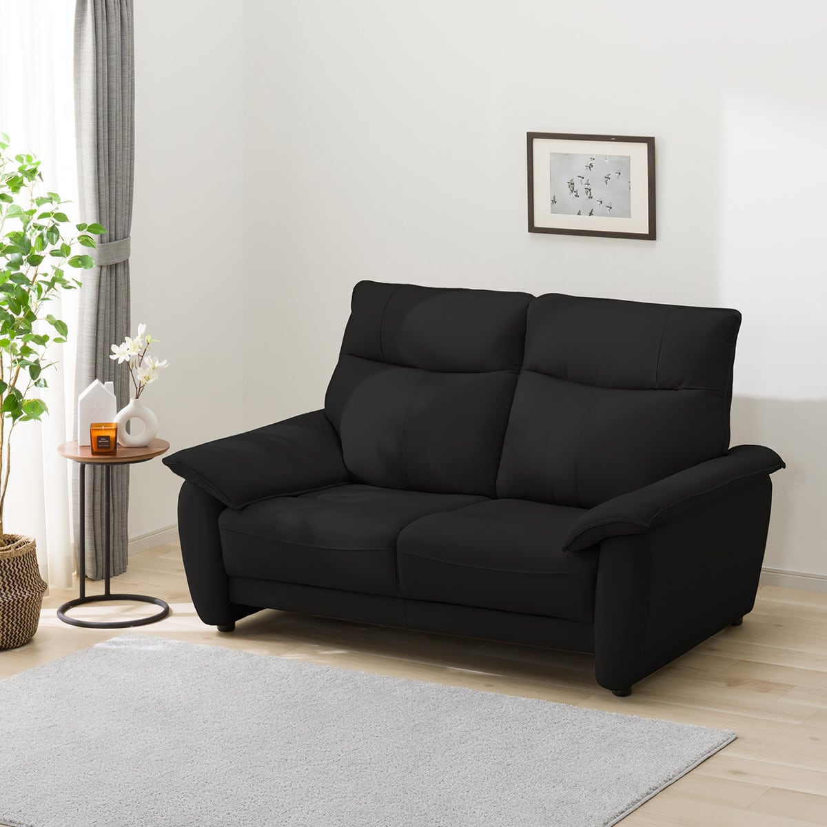 2人掛けソファ 本革(一部合成皮革)タイプ (DL01 BK) | ニトリネット