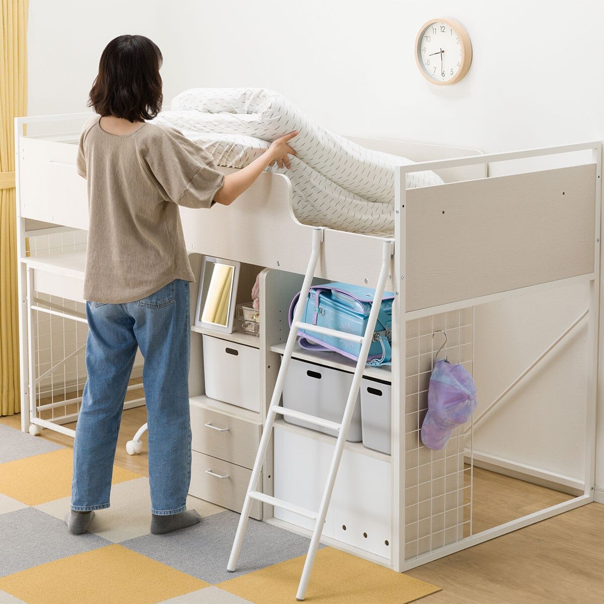 システムベッド + マットレスセット デスクライト付き (デニッシュ25N