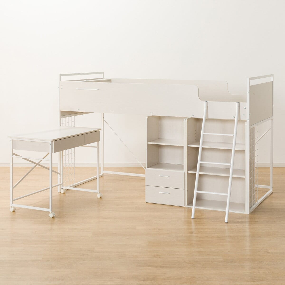 システムベッド デスクライト付き (デニッシュ25N WW/WH) | ニトリ