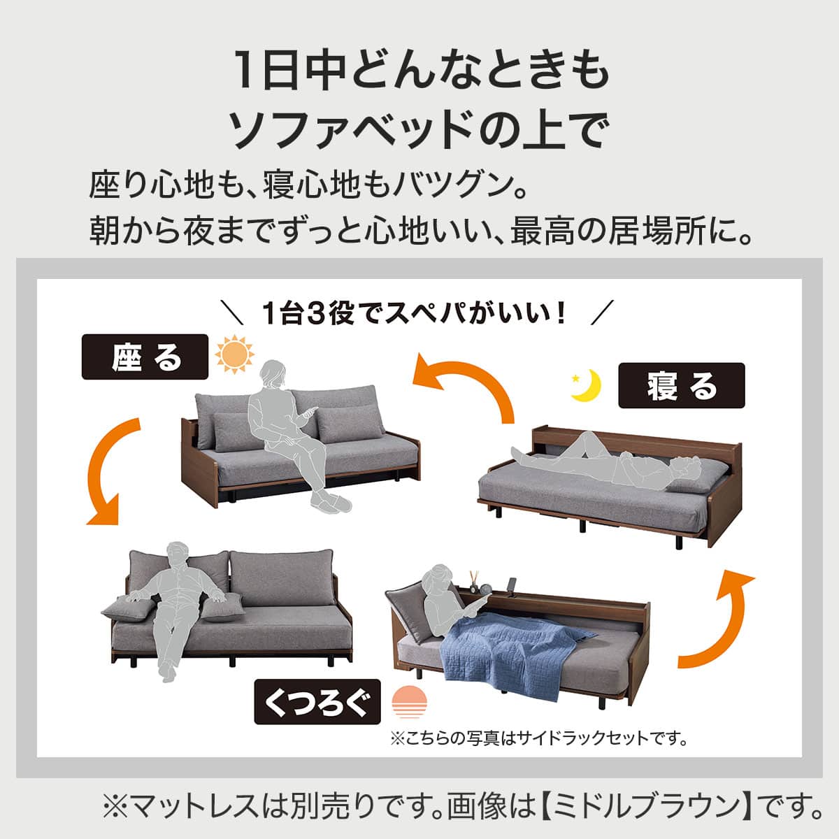 ベッドソファフレーム (B2 マットレス別売り MGY/MBR) | ニトリネット