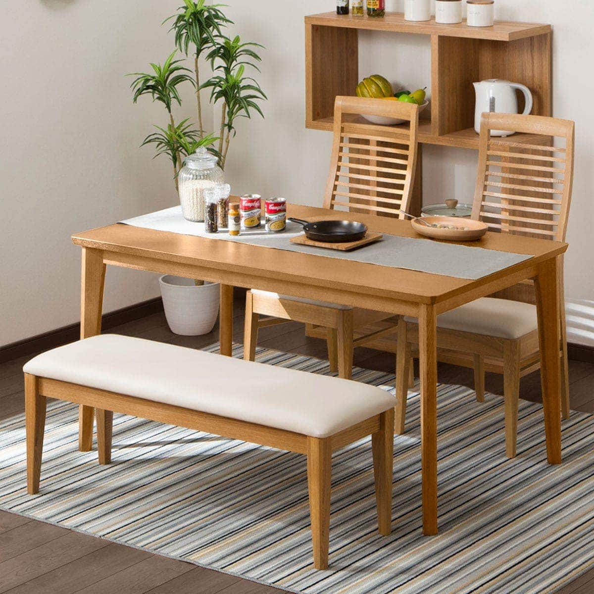 ダイニングテーブル4点セット(ロレイン5H 135LBR/マライア3/ロレイン3