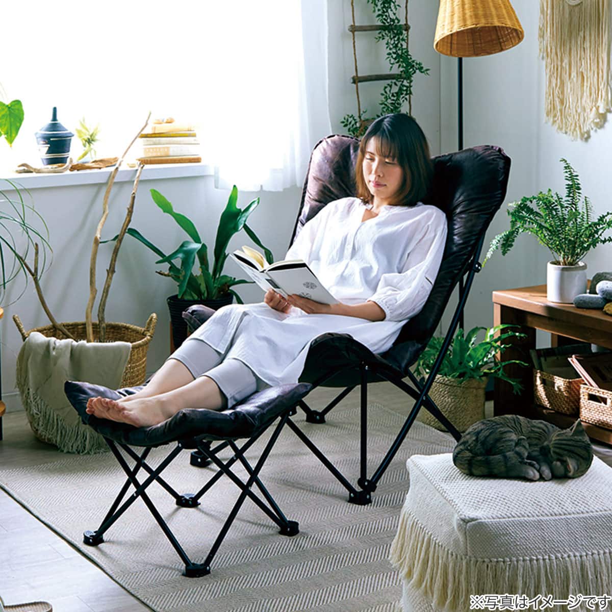 洗える＆はっ水 バタフライチェア ハイバック・折りたたみスツール