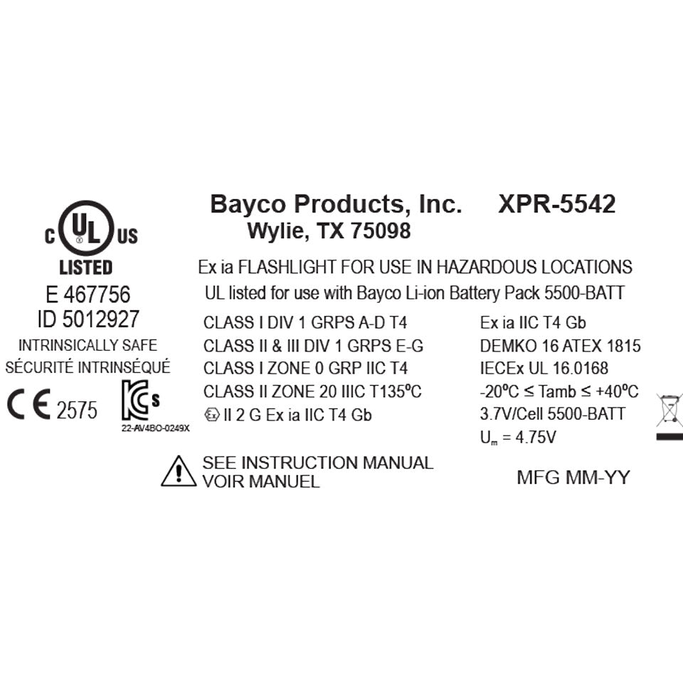 XPR-5542GMX: Intrinsically Safe Rechargeable Dual-Light Flashlight