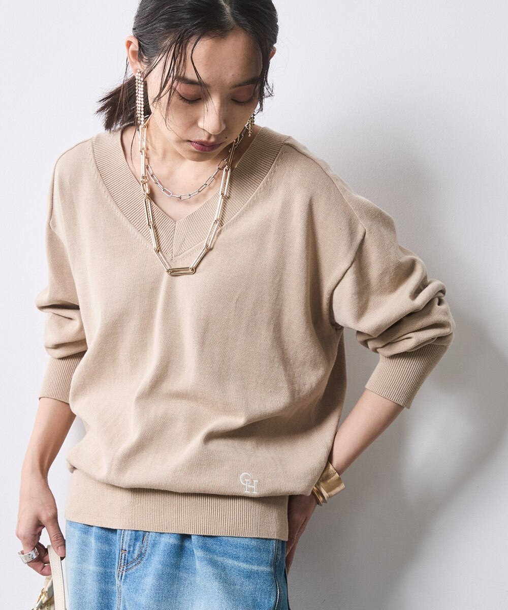 Vネックニットプルオーバー＜大きいサイズ有＞シックスタイル 通販