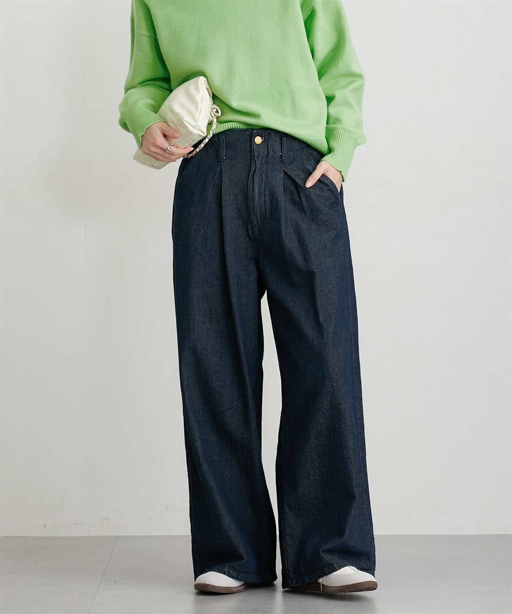 ウエストタックハイウエストデニムパンツ 通販【ニッセン】