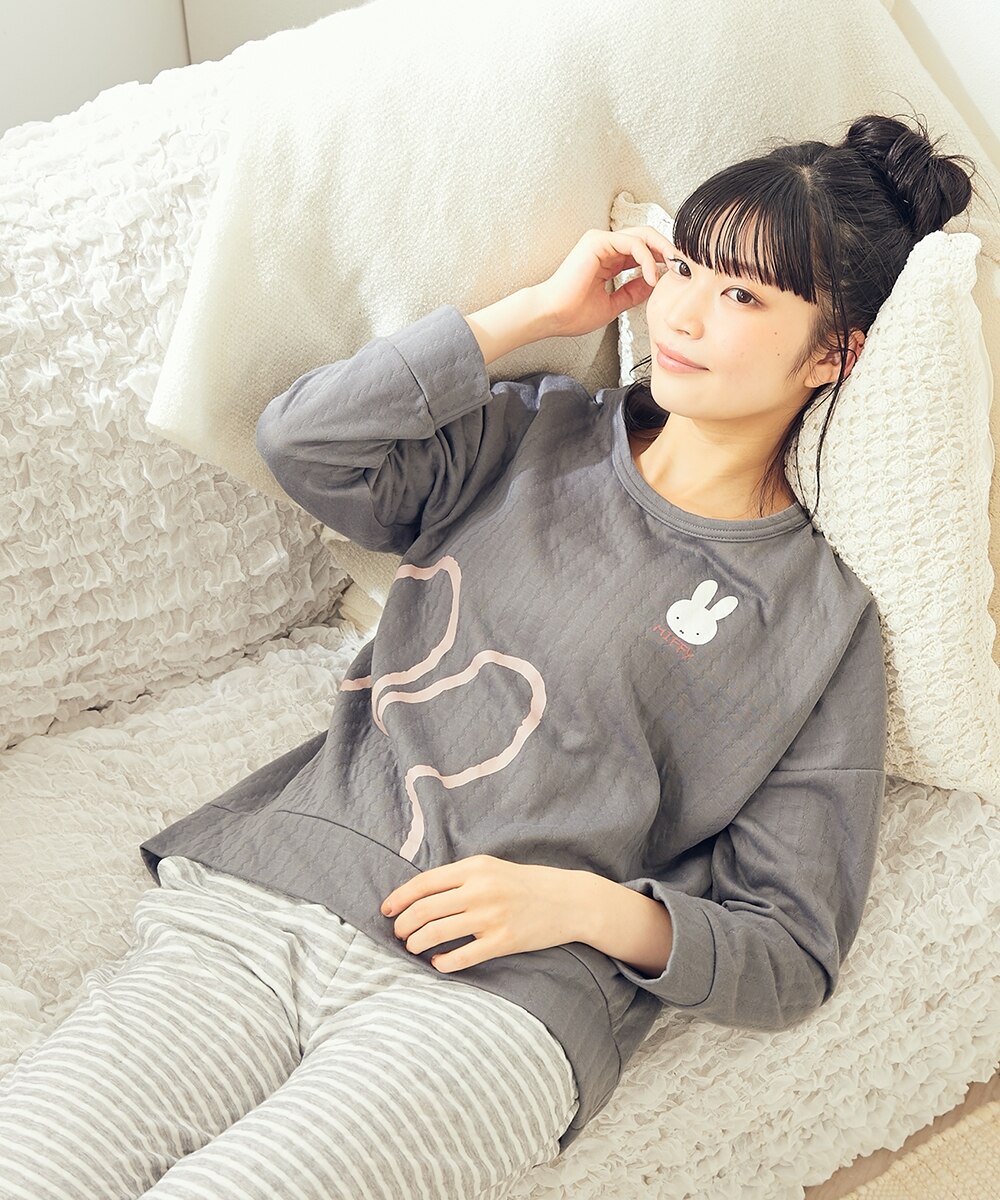 WEB限定】ミッフィー ふわぬくキルト裾ラウンド長袖パジャマ上下