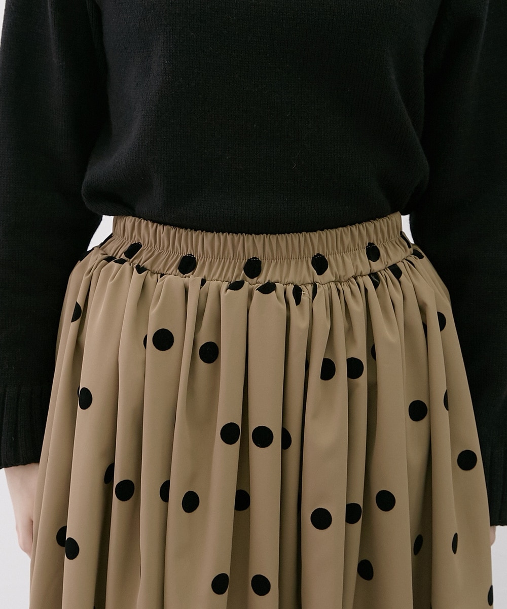 フロッキープリントドット柄ロングスカート 通販【ニッセン】