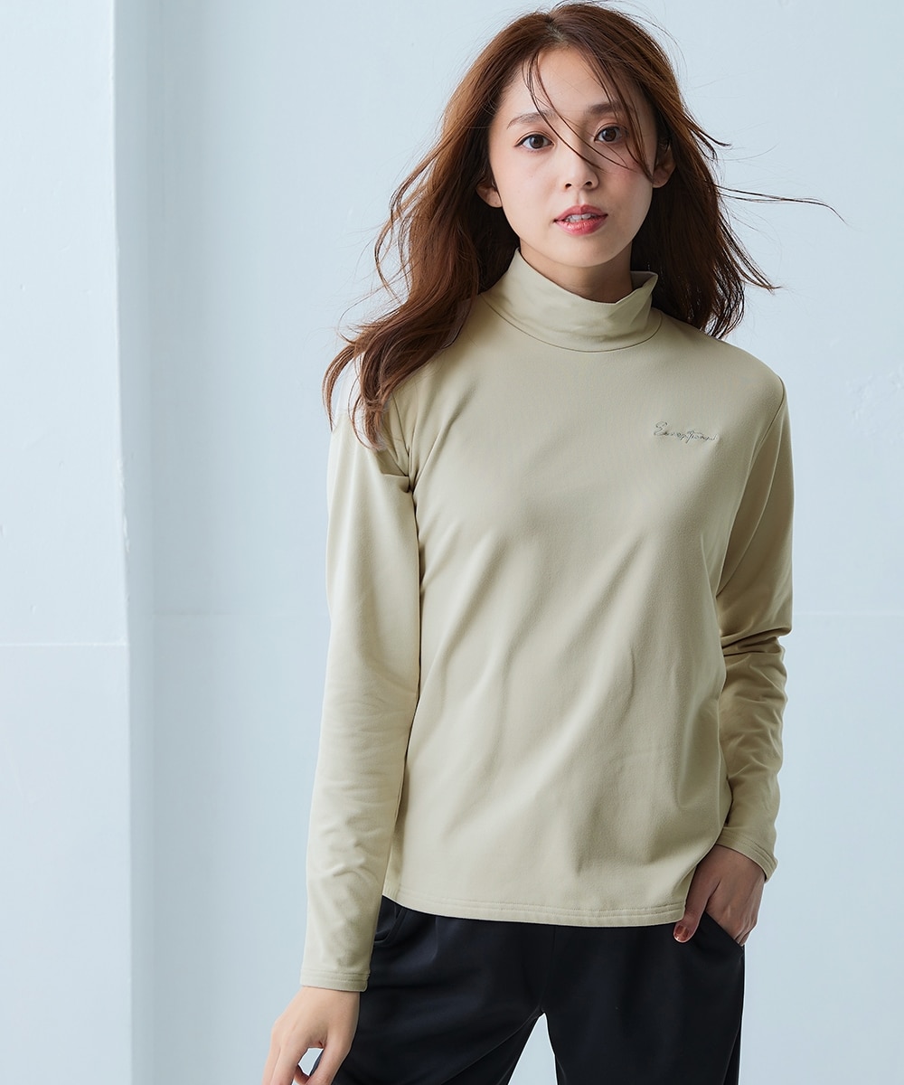 ハイネックピーチ起毛長袖Tシャツ（保温・吸汗速乾・UVカット