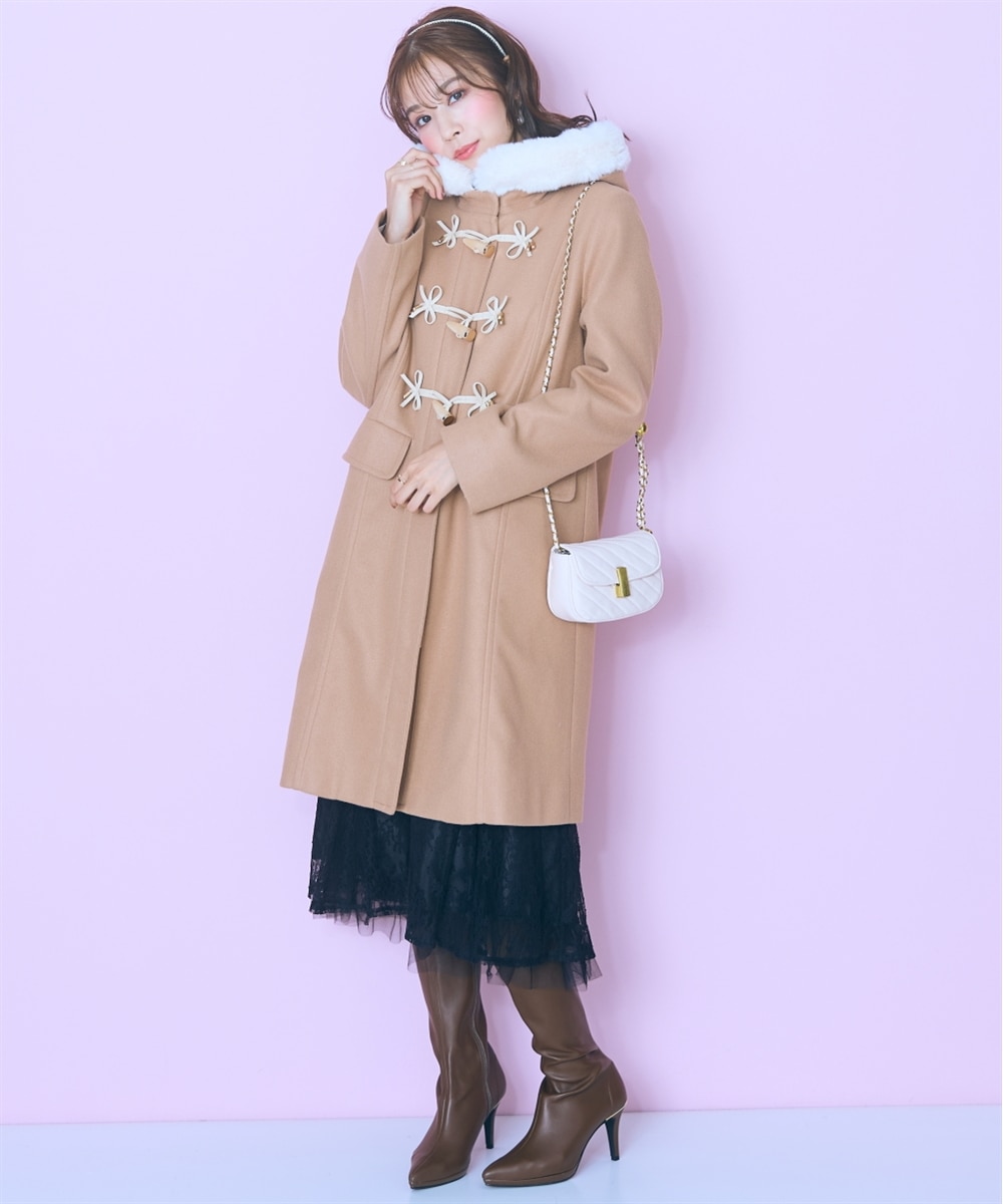 大きいサイズ＞フェイクファーフードダッフルコート marun 通販