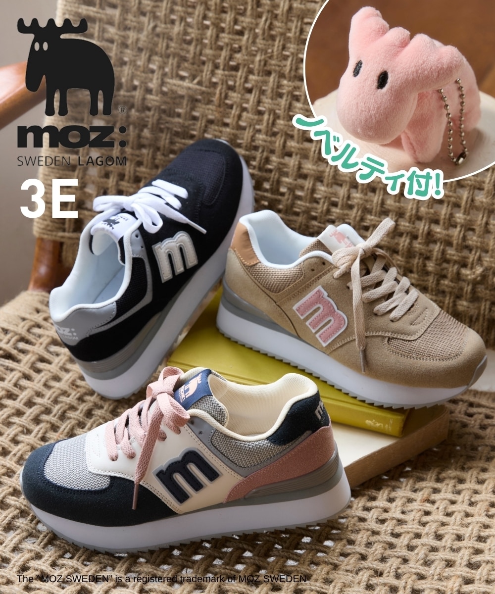 ノベルティ付】moz（モズ）厚底ロゴスニーカー（ワイズ3E） 通販