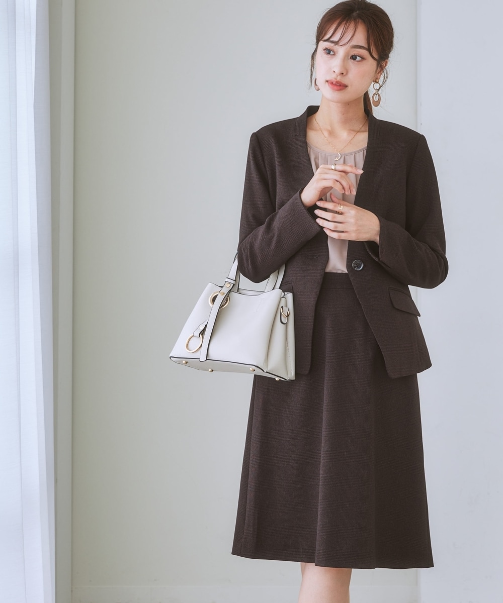 レディーススーツ】セットアップ対応洗えるウール調ストレッチノー