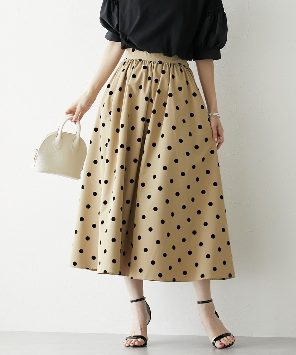 ドット柄フロッキースカート 通販【ニッセン】