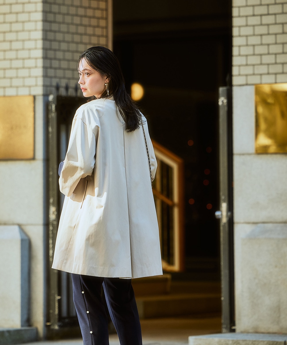 入学式・卒業式・フォーマル】洗えるデザインノーカラーコート＜大きい