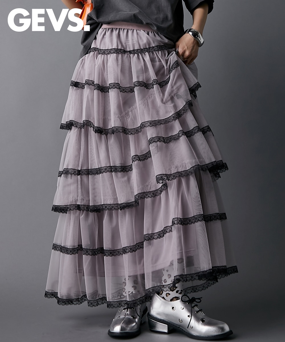チュールティアードマキシスカート＜大きいサイズ有＞GEVS. 通販