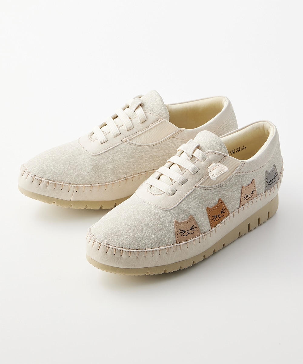 猫ちゃんが覗いた紐靴風スリッポン 通販【ニッセン】