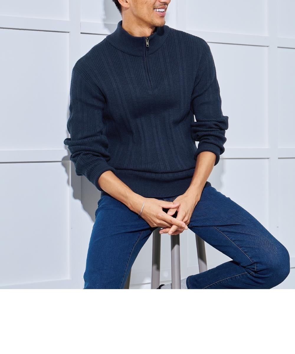 ランダムテレコハーフジップセーター 通販【ニッセン】