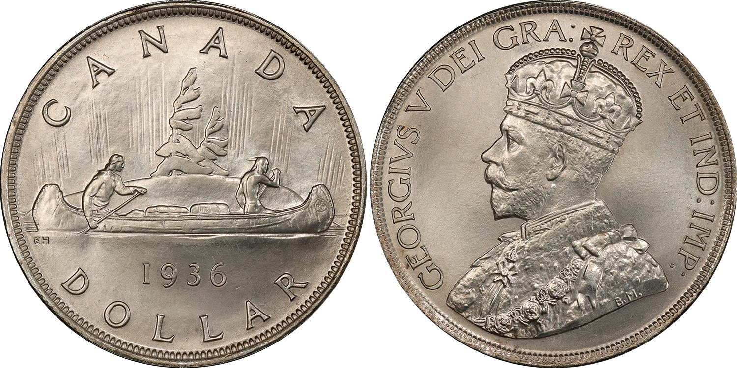 Coins and Canada - 1 dollar 1936 - Proof, Proof-like, Specimen