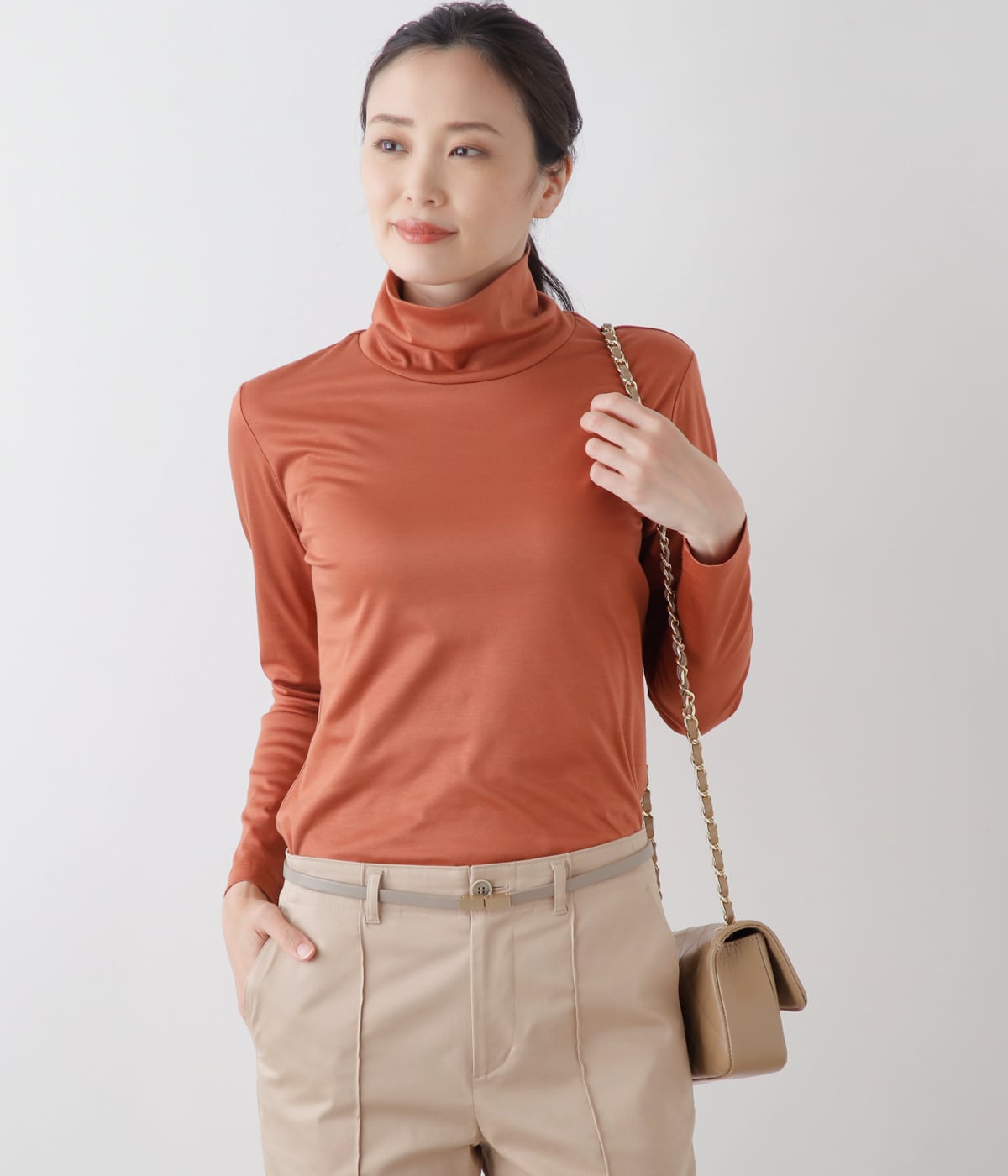 コットンスムース タートルネックカットソー(51813653-2024