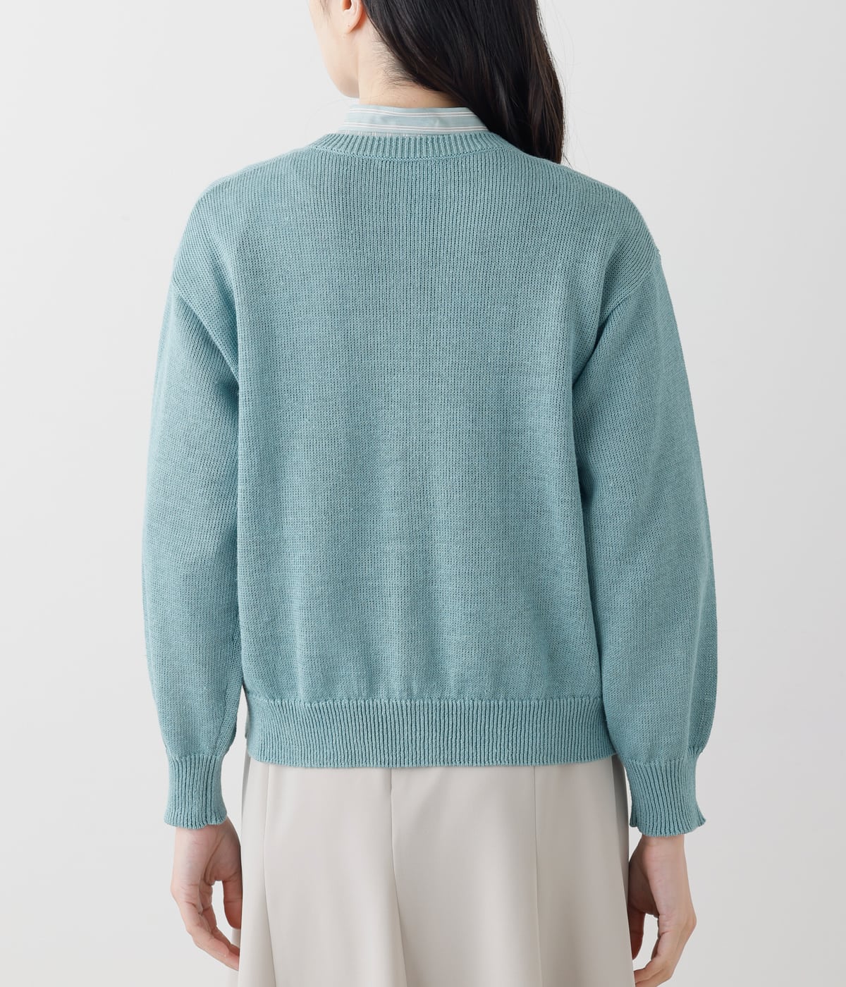 リネンポリエステル天竺 クルーネックニットカーディガン(51712621