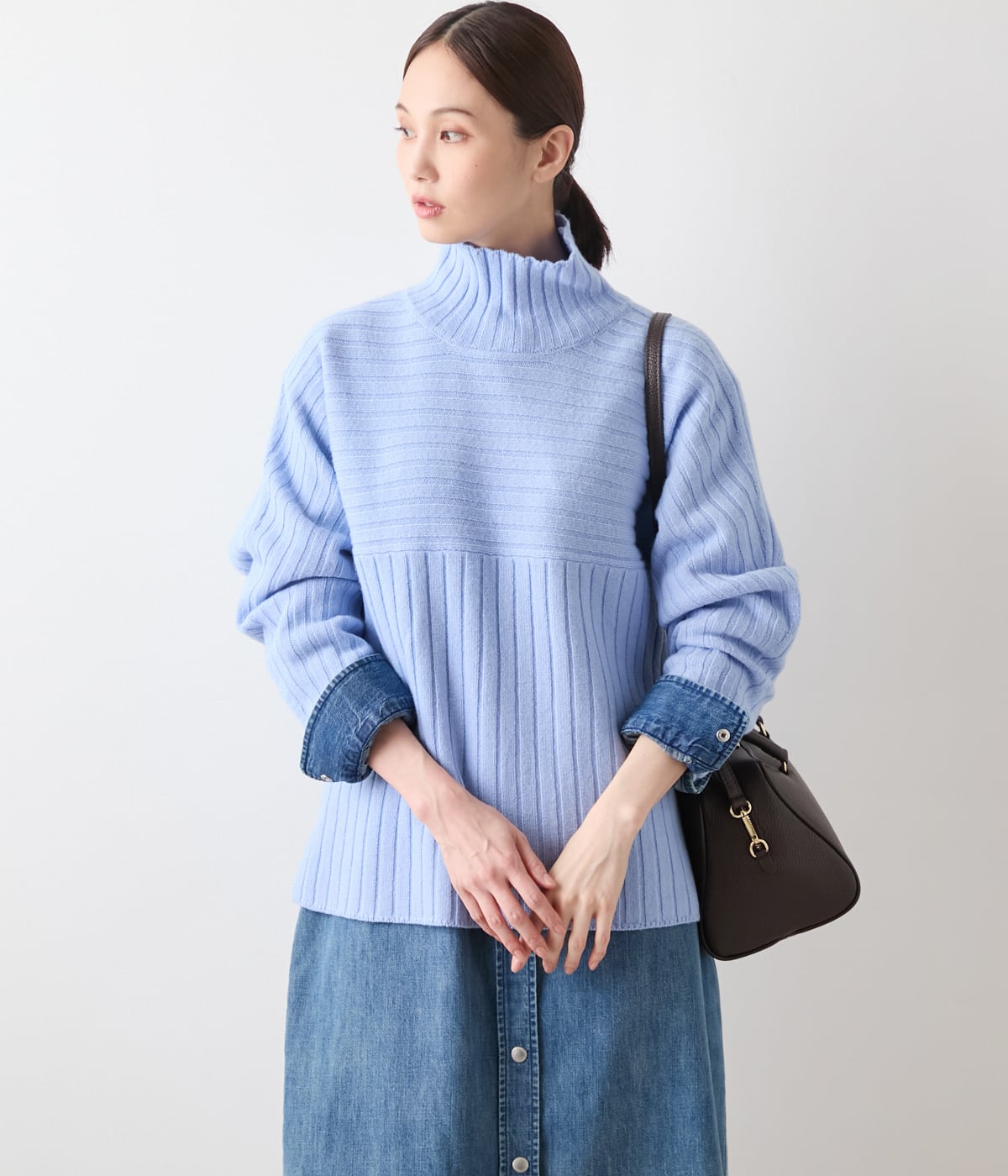 ウールカシミヤ リブハイネックニットプルオーバー(51716571-2025