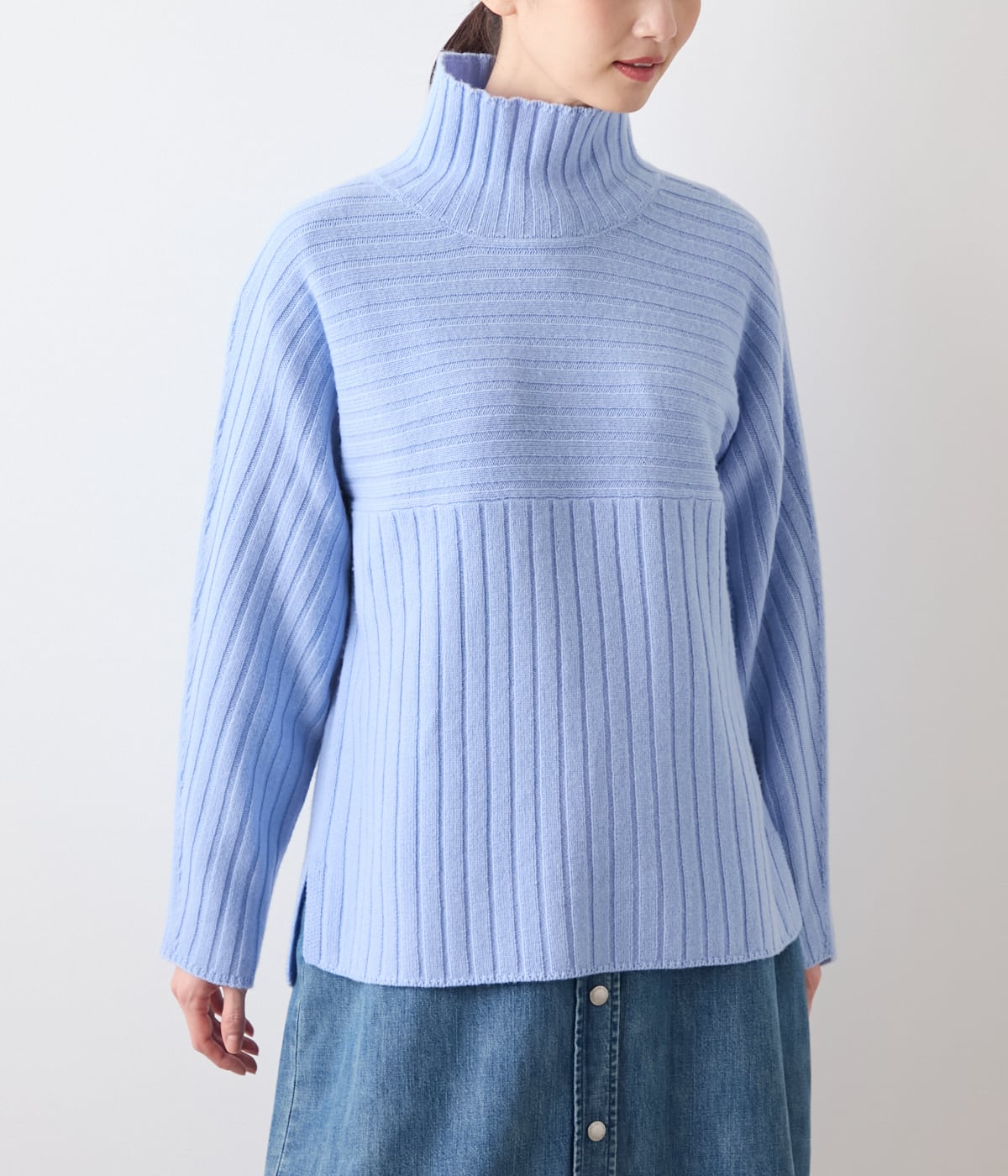 ウールカシミヤ リブハイネックニットプルオーバー(51716571-2025