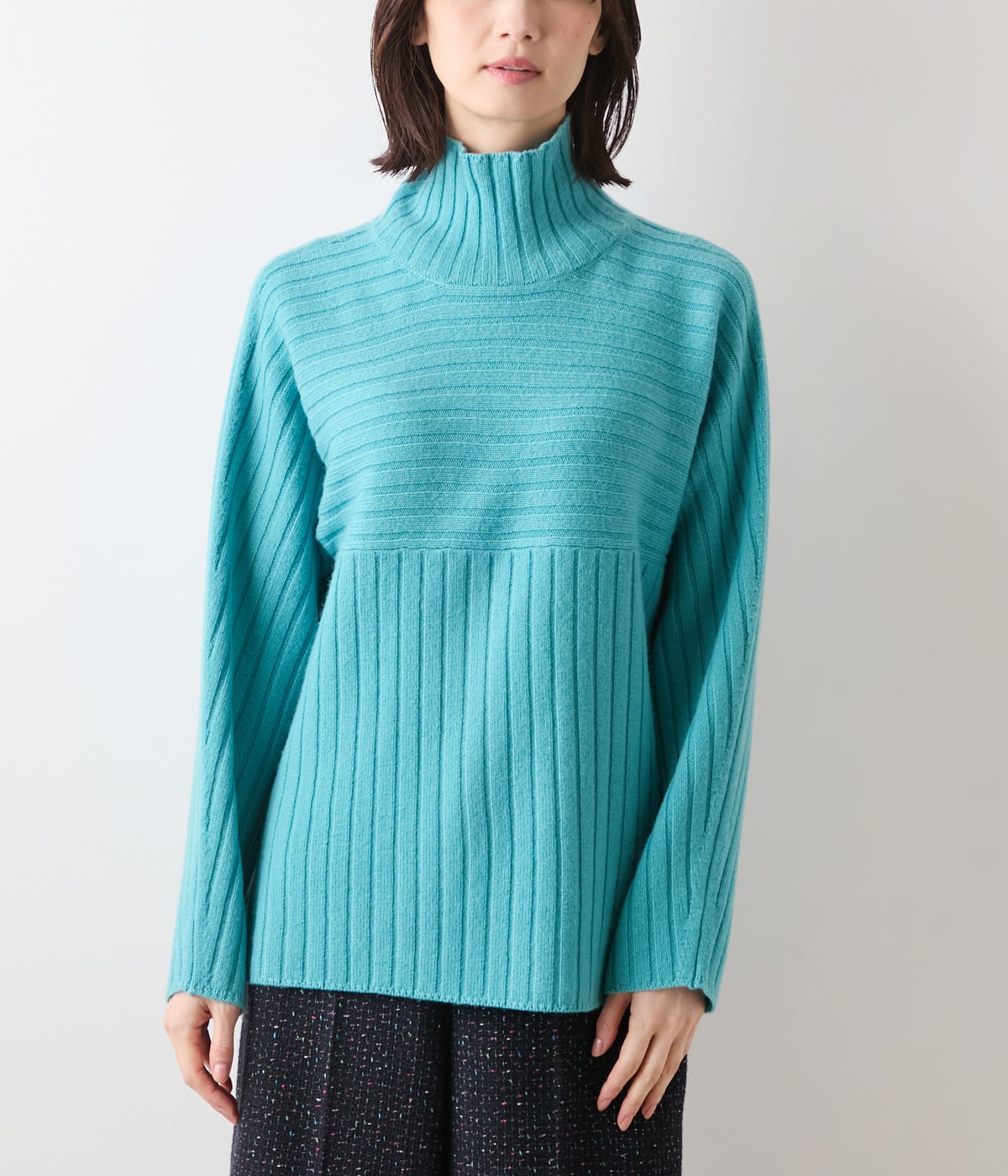 ウールカシミヤ リブハイネックニットプルオーバー(51716571-2025