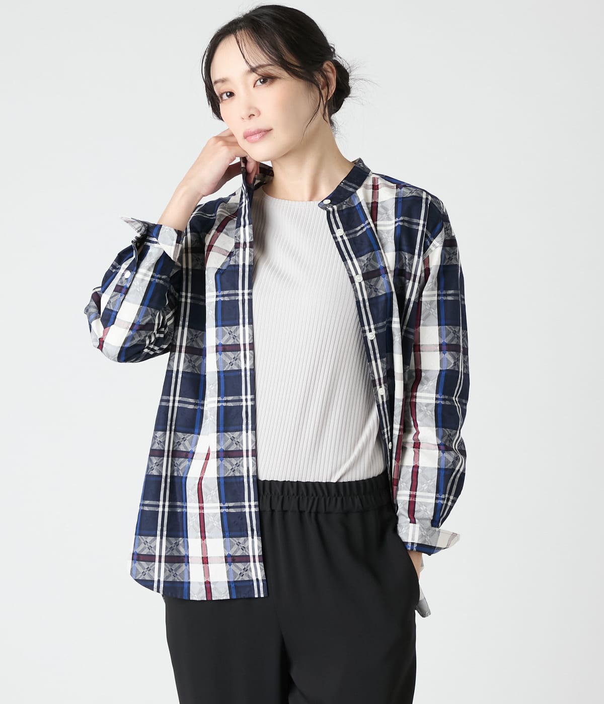 カレイドスコープニューヨーカータータン 長袖スタンドカラーシャツ