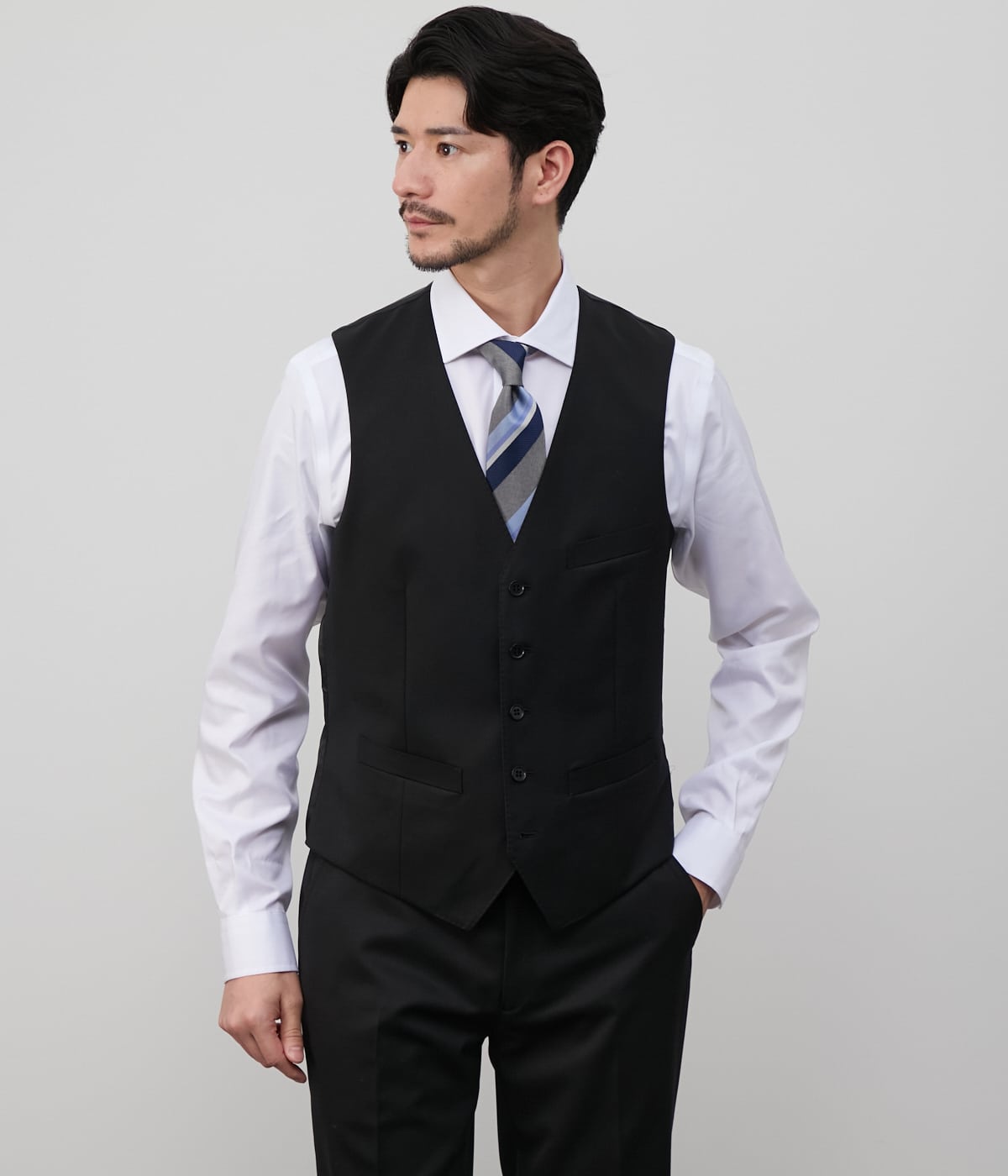 HERITAGE CLOTH 無地 サキソニー 襟付きオッドベスト(セットアップ対応