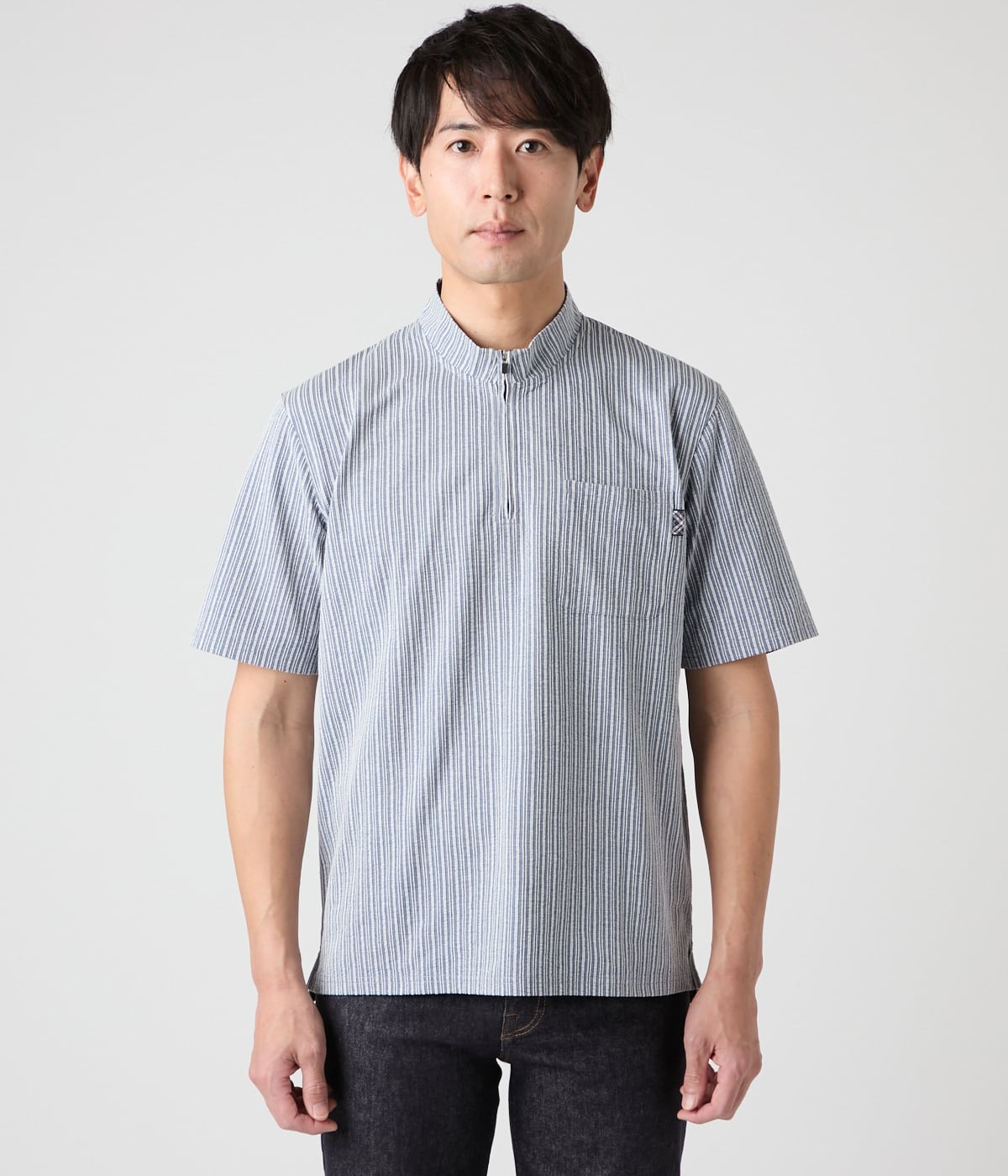 吸水速乾】COOL COMFORT サッカーストライプ ハーフジップ スタンド