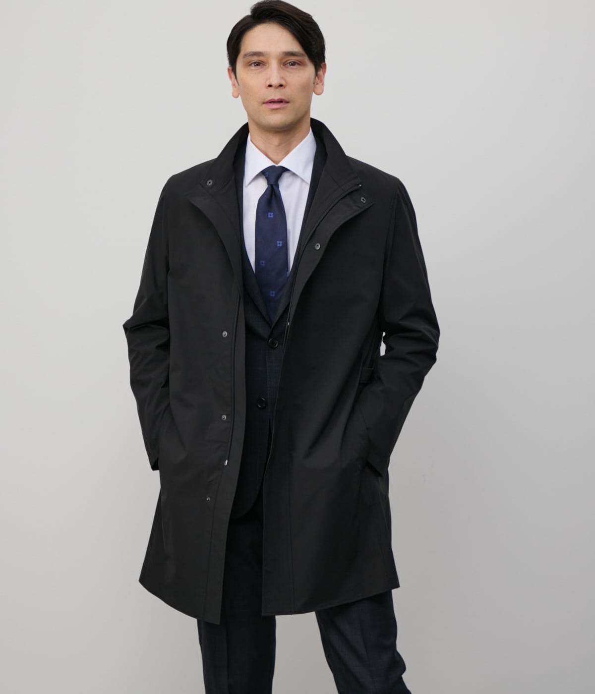 撥水・ストレッチ】SOLOTEX 2WAY ライトスタンドカラーコート(11385302