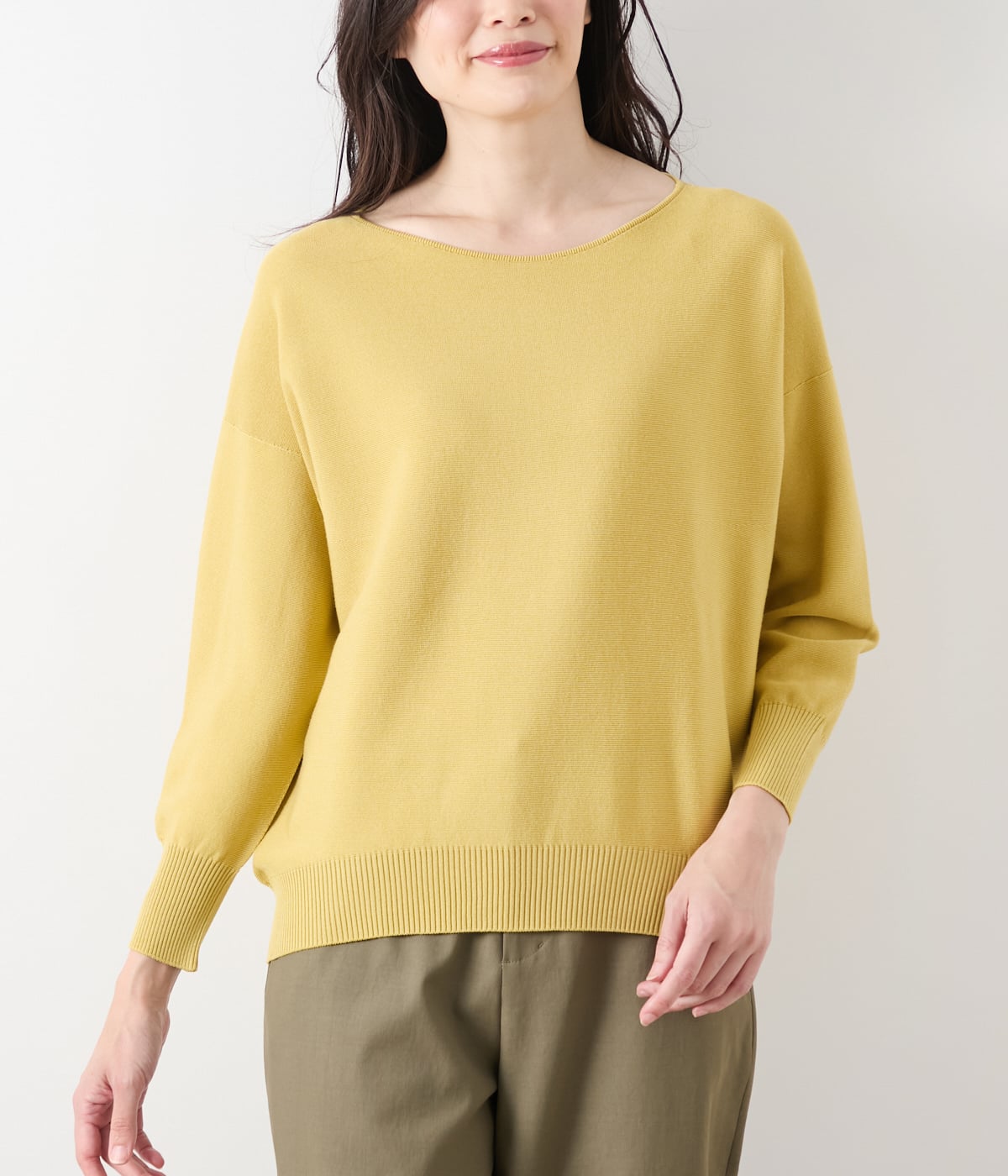 L】ホールガーメント(R) ニットドルマンスリーブ9分袖プルオーバー