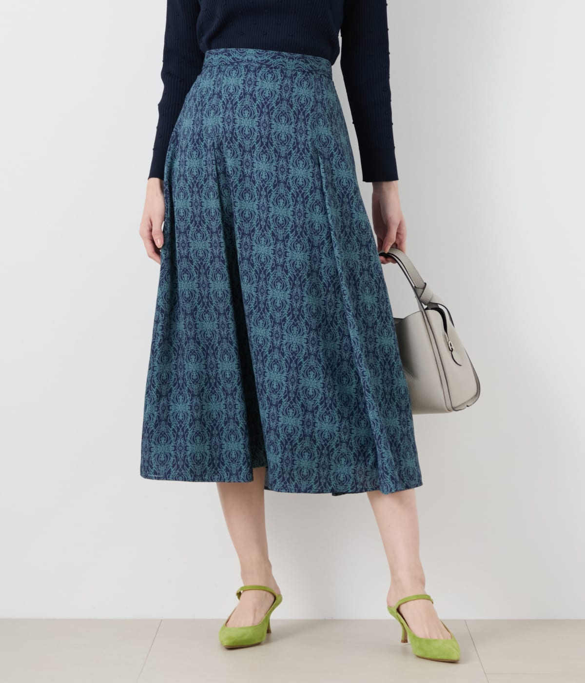 ミモザプリント タックフレアスカート(51265221-2025)｜ファッション