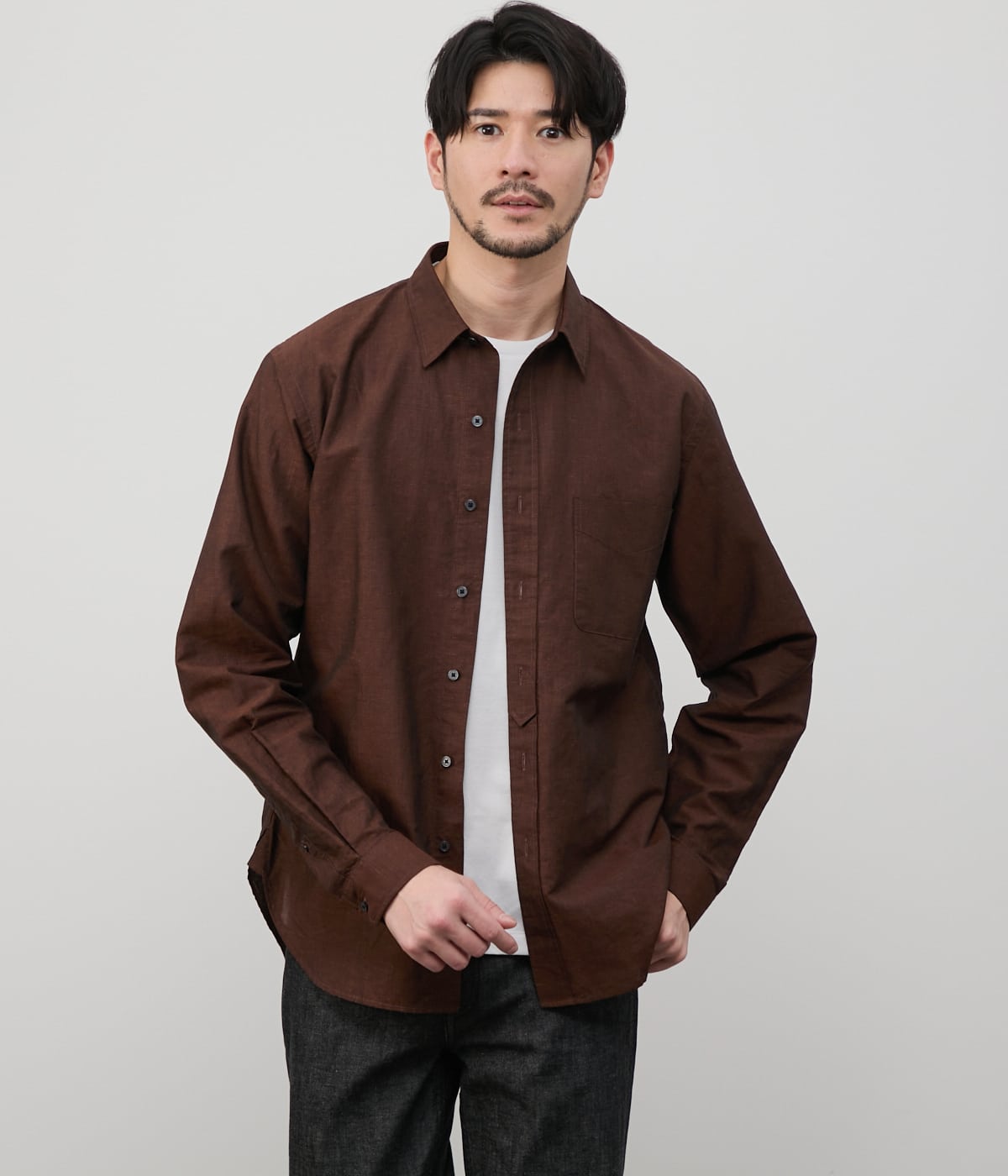 UCT】コットンリネン無地 長袖 オーバーサイズシャツ(85765782-2025