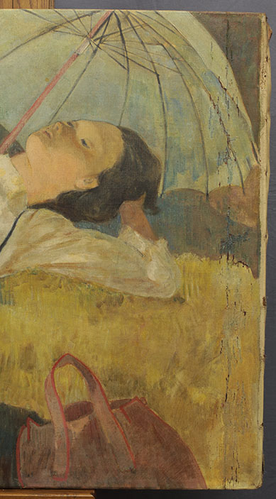 絵画修復事例12.油絵の修復、油絵の具の亀裂と剥離修理