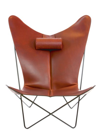 Trifolium Butterfly Chair, Cognac, Steel, black powder-coated | OX