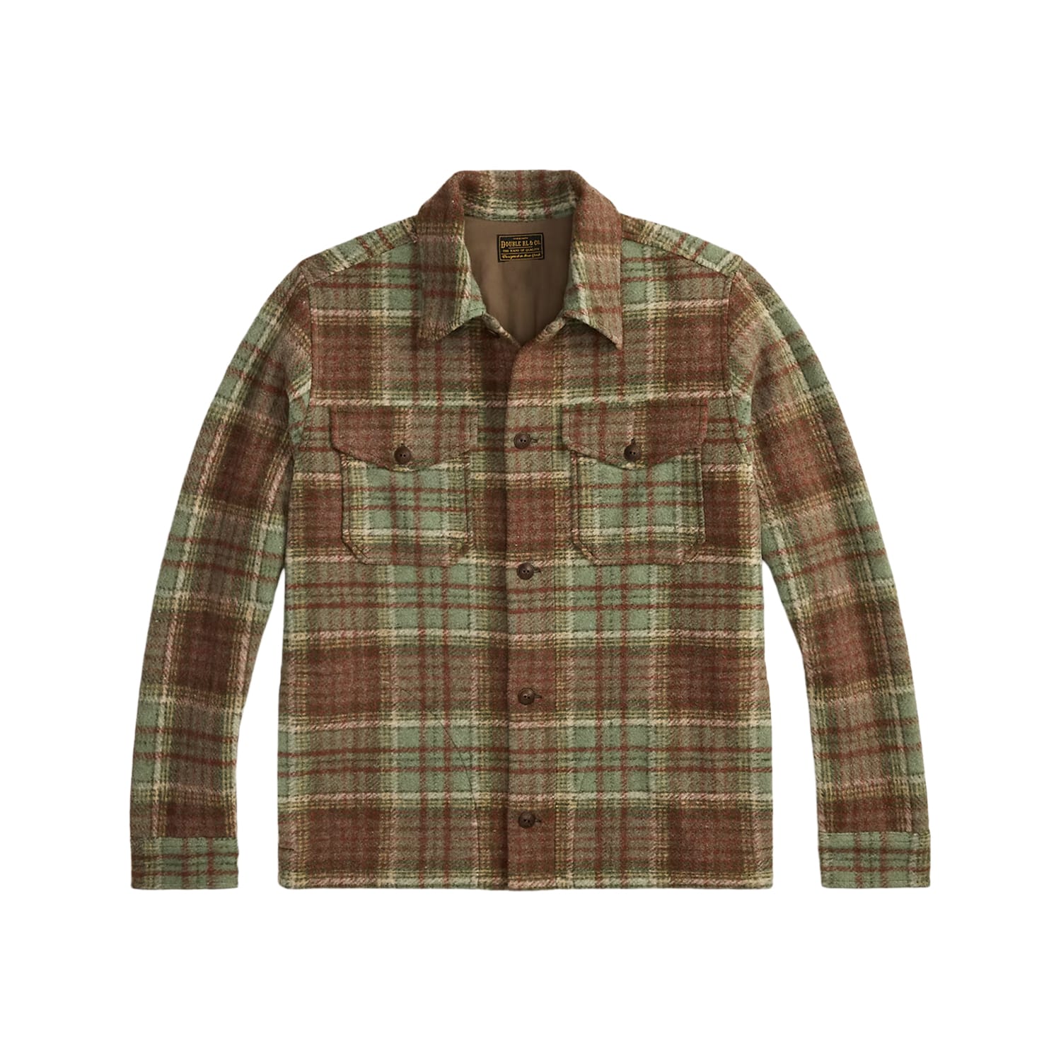 RRL Plaid Wool-Blend Workshirt Green/ Multi FINAL SALE