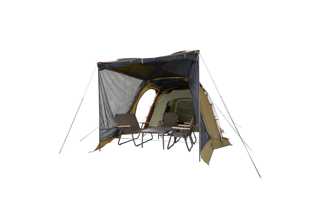 2ルームテントにもうひと部屋プラス！ 拡張性が魅力のおっきなテントで
