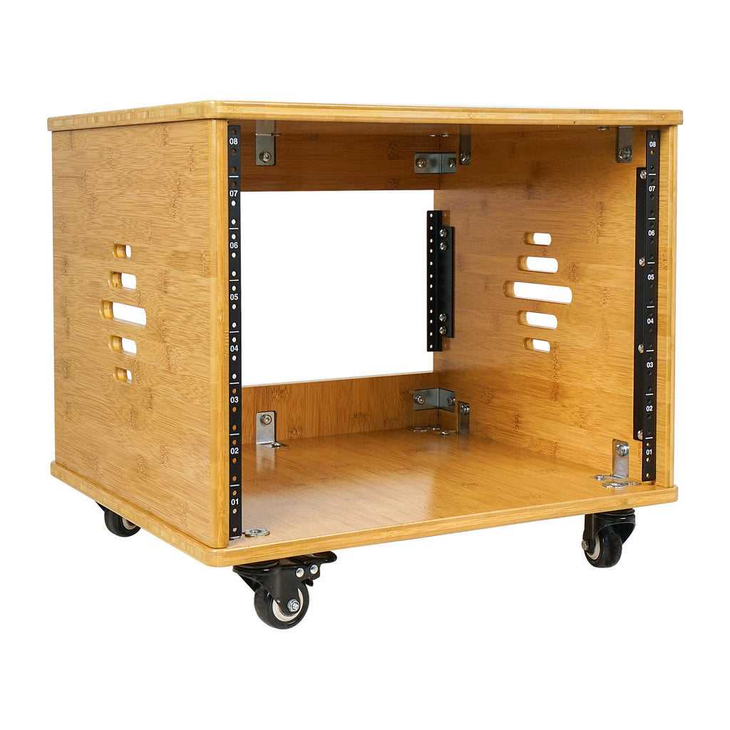 STBR-8UW | DIY 8U Solid Carbonized Bamboo Studio Rack, Casters