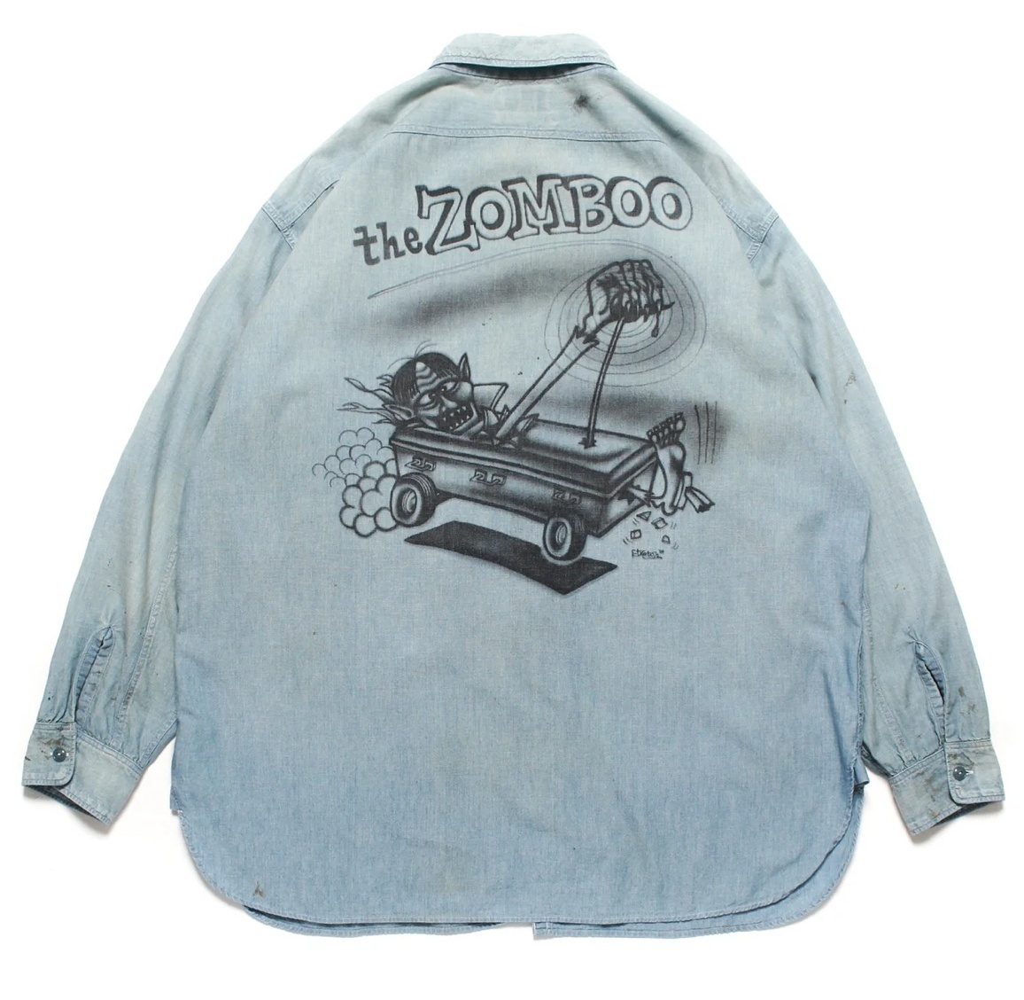 SKETCH ZOMBOO USN CHAMBRAY SHIRT AGED スケッチ デザイン