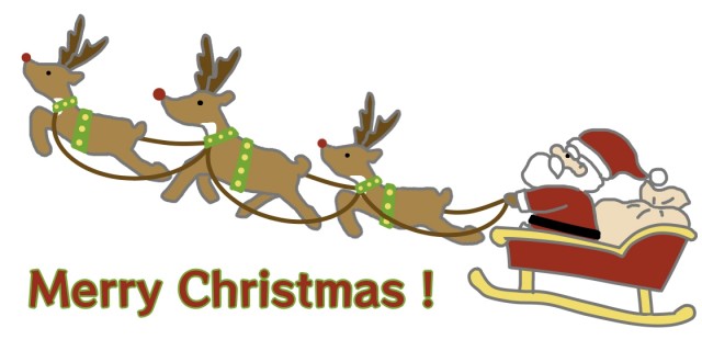 ソリに乗ったサンタさん(2種セット) 手書き風 | 無料イラスト素材