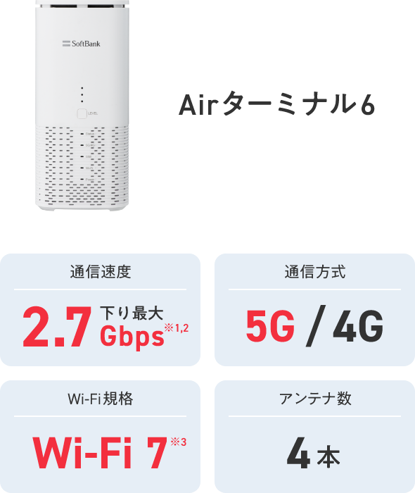 自宅・家庭用Wi-FiならSoftBank Air（ソフトバンクエアー）工事不要