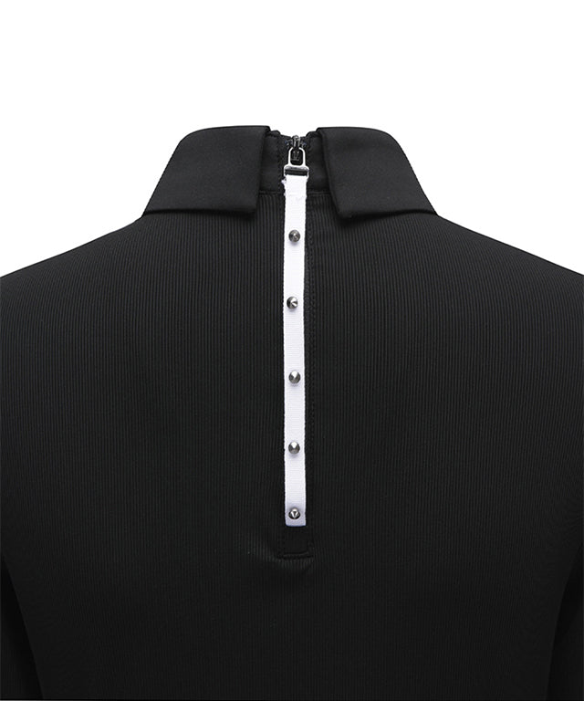 ANEW Golf: Woman Back Zip Point Long T-Shirt - Black