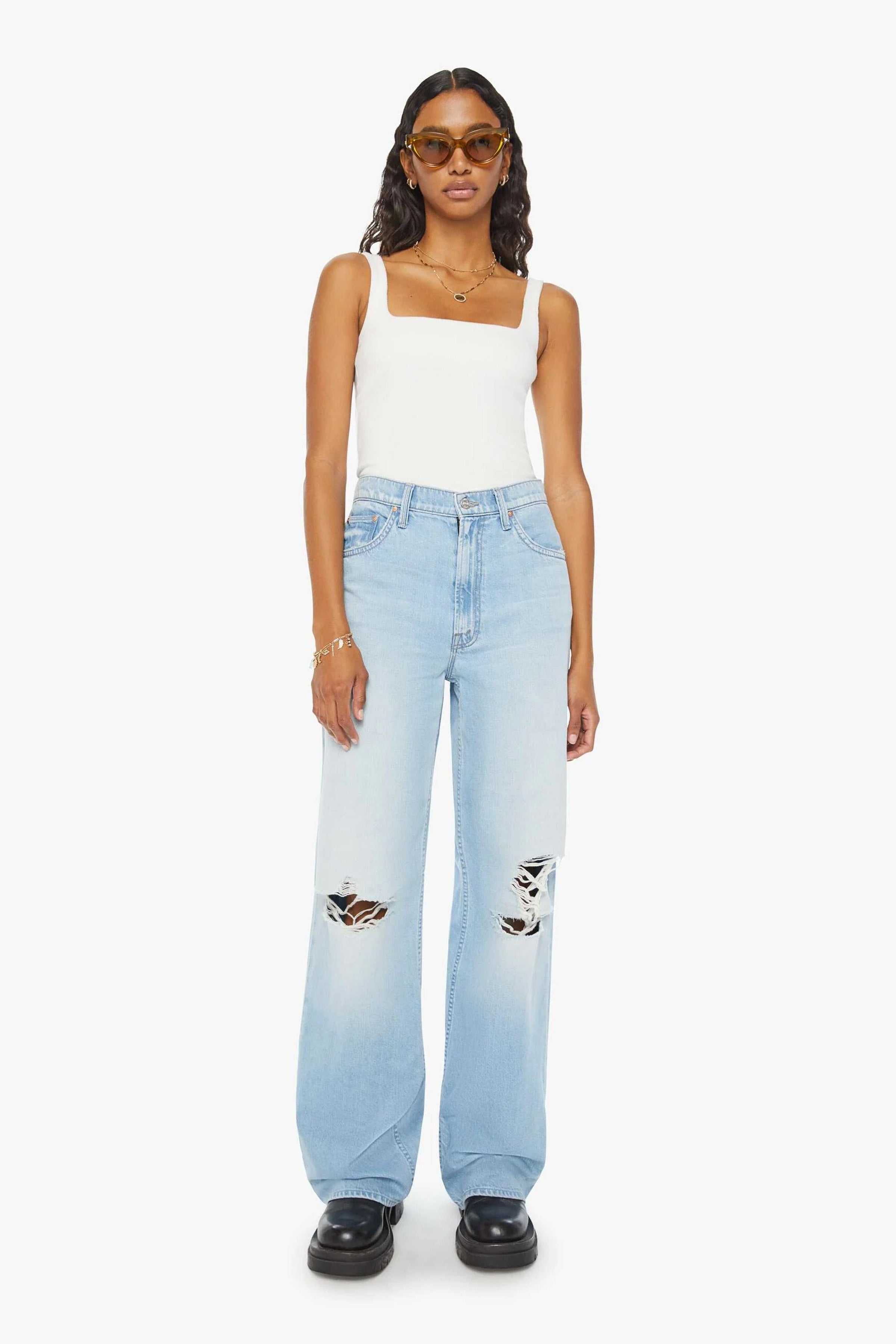 MOTHER | High Waisted Spinner Zip Heel - Ripped Off – Scarlet Clothing