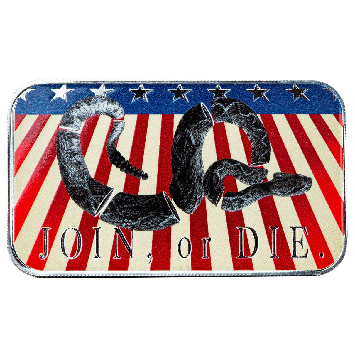 Scottsdale Join or Die Snake 1 Troy oz .999 Silver Color Bar