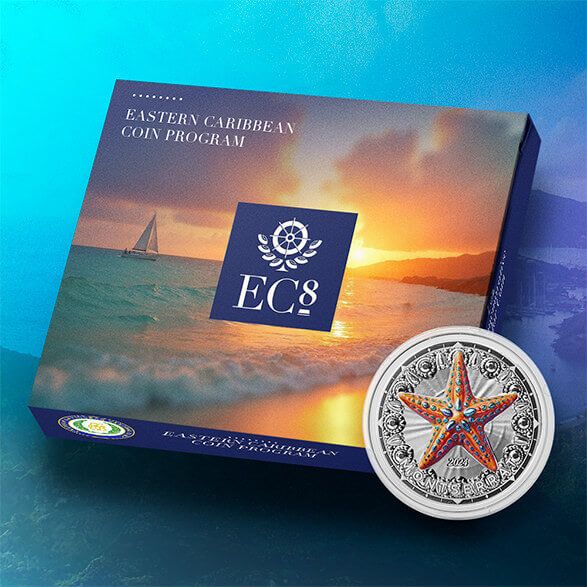2024 EC8 Montserrat | Starfish 1 oz 999 Fine Silver Color Coin