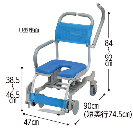 ウチエ シャワーラク四輪自在 シャワーキャリー・入浴用車椅子 | 快適