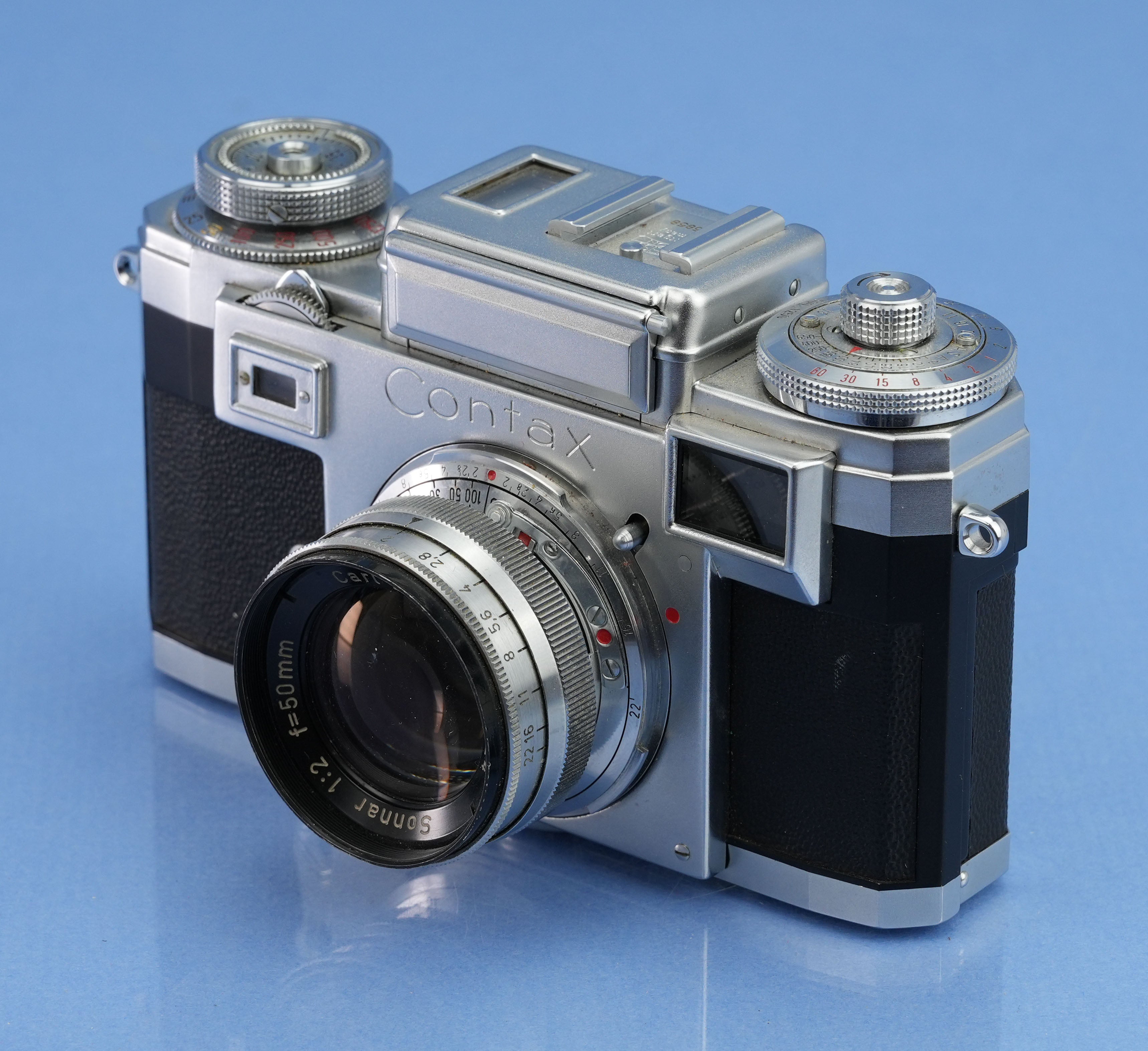 CONTAX IIIA COLOR DIAL CHROME RANGEFINDER CAMERA +ZEISS 50MM F2
