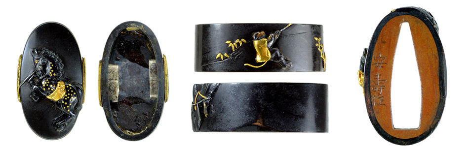 縁頭 銘 安寿 駒曳猿図縁頭(FU-010116)｜刀・日本刀の販売なら日本刀