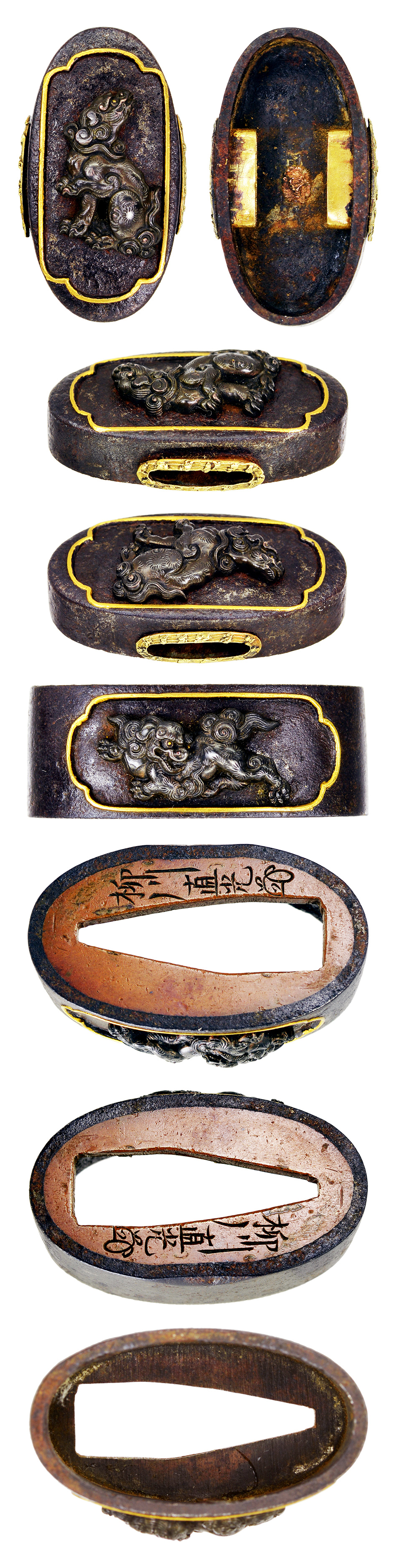 縁頭 銘 柳川直光（花押） 獅子図縁頭(FU-010219)｜刀・日本刀の販売