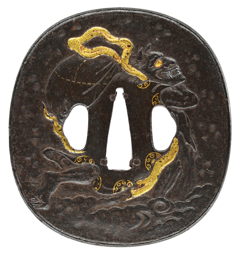 鍔 無銘 東龍斎派 風神雷神図鍔(TU-130423)｜刀・日本刀の販売なら日本